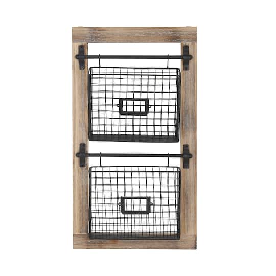 25" Black Metal Farmhouse Magazine Rack Holder